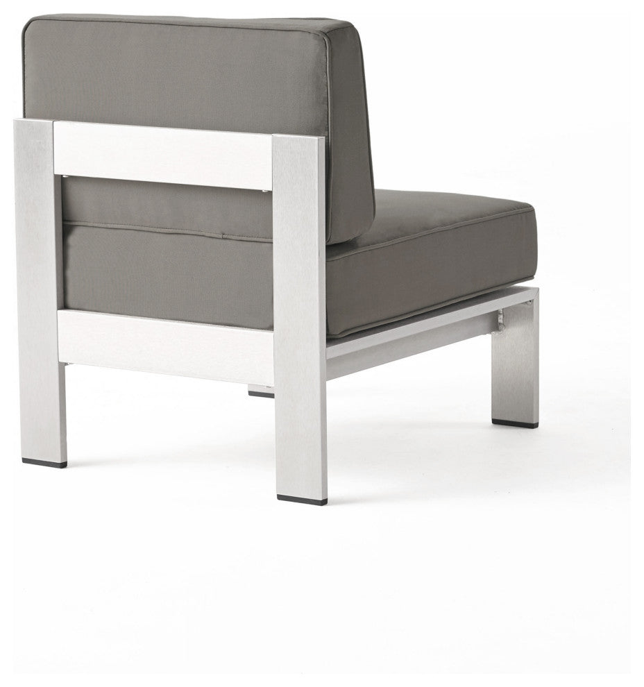 GDF Studio Emily Coral Outdoor 9-Seater Aluminum Sectional Set With Coffee Table