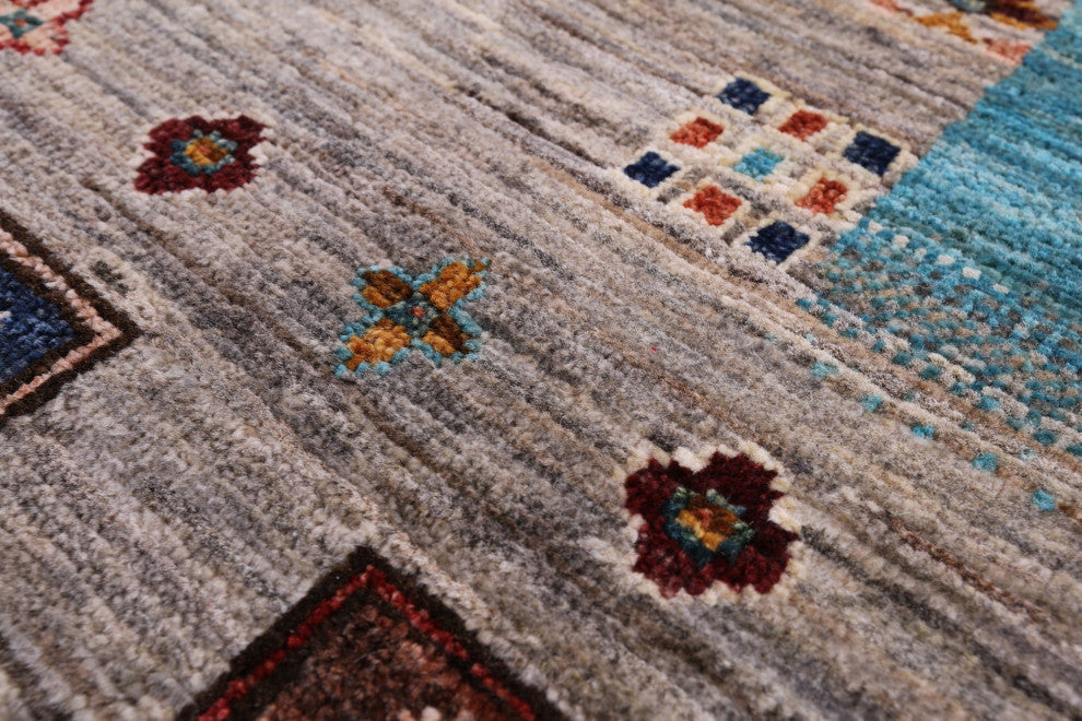 6' 8" X 9' 8" Persian Gabbeh Tribal Handmade Wool Rug Q10444