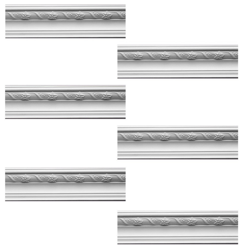 Cornice White Urethane Adams Ornate Design 6 Pieces Totaling 576" Length