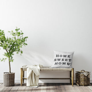 Home Sweet Home Polyester Indoor Pillow, Gray, 20"x20"