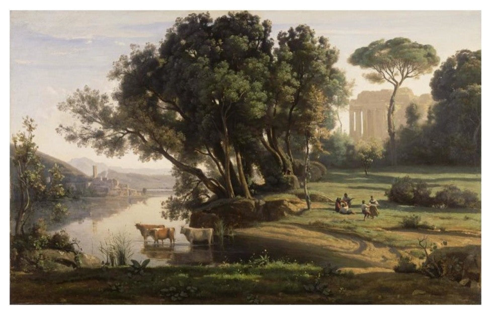 "Italian Landscape (Soleil Levant)" Paper Art, 32"x21"