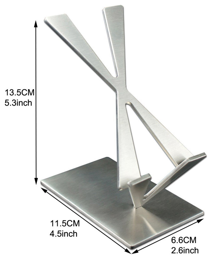 Modern Cell Phone Stand, Stainless Steel, Satin Finish.