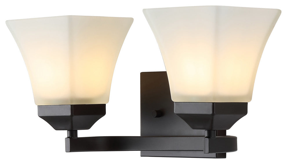 Staunton 1-Light Iron/Glass Modern LED Vanity Light, Oil Rubbed Bronze, 2-Light