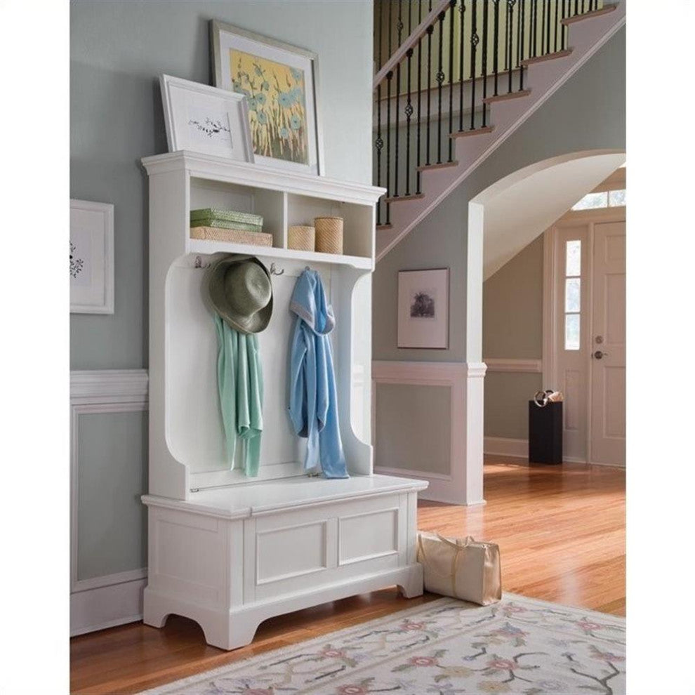 Homestyles Naples Wood Hall Tree in Off White