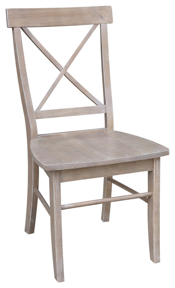 Set of Two X-Back Chairs, Washed Gray Taupe
