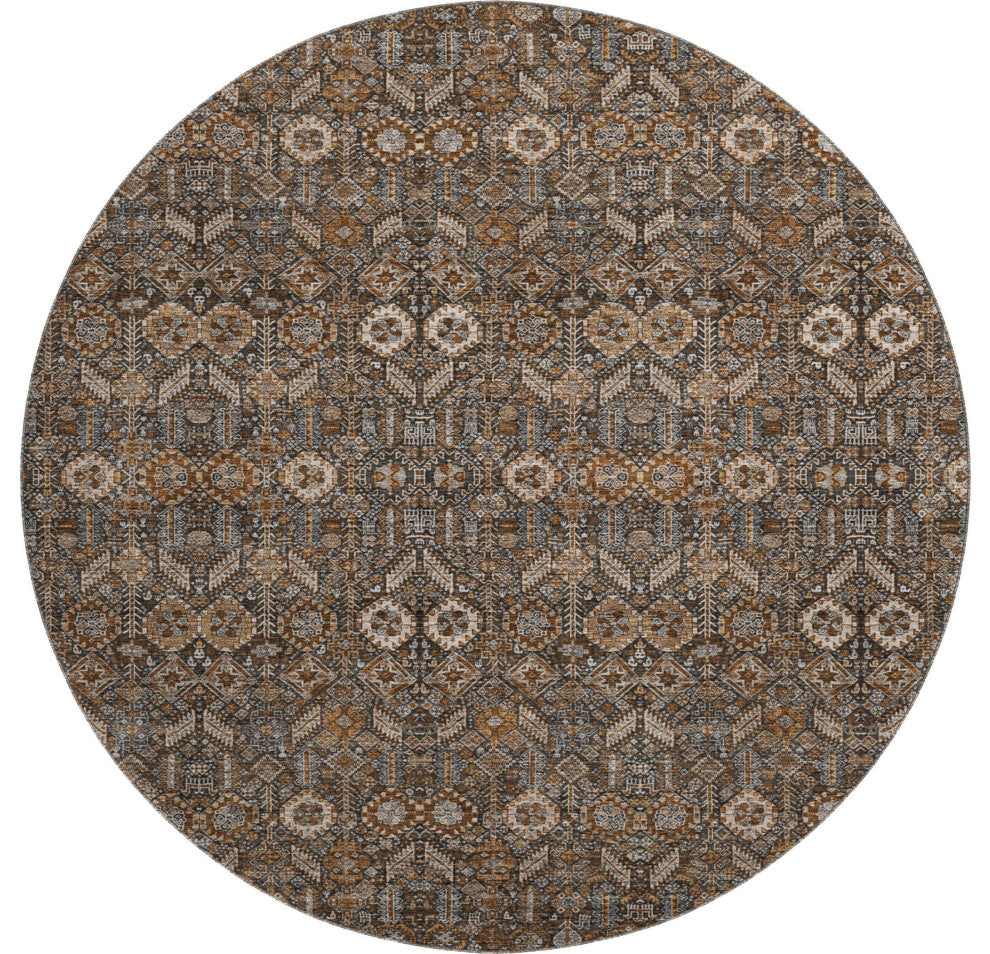 Premium Machine Washable Mayfield AMF574 Chocolate 8' x 8' Round Rug