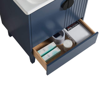 Venezian Single Bathroom Vanity, Navy Blue, 24", Black Handles, One Sink