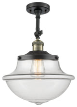 Oxford Semi-Flush Mount, Black Antique Brass, Clear