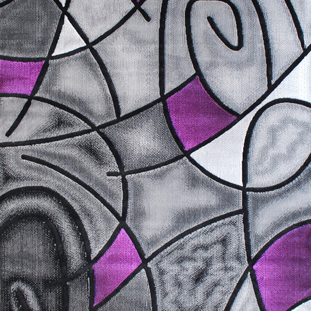 Jubilee Collection Modern Abstract Pattern Area Rug, Purple, 8' X 10'