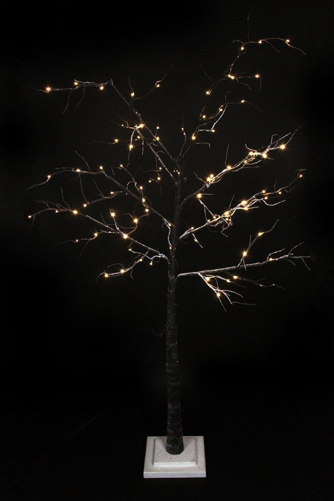 LED Lighted Flocked Christmas Twig Tree Outdoor Yard Art Decoration, Warm Clear
