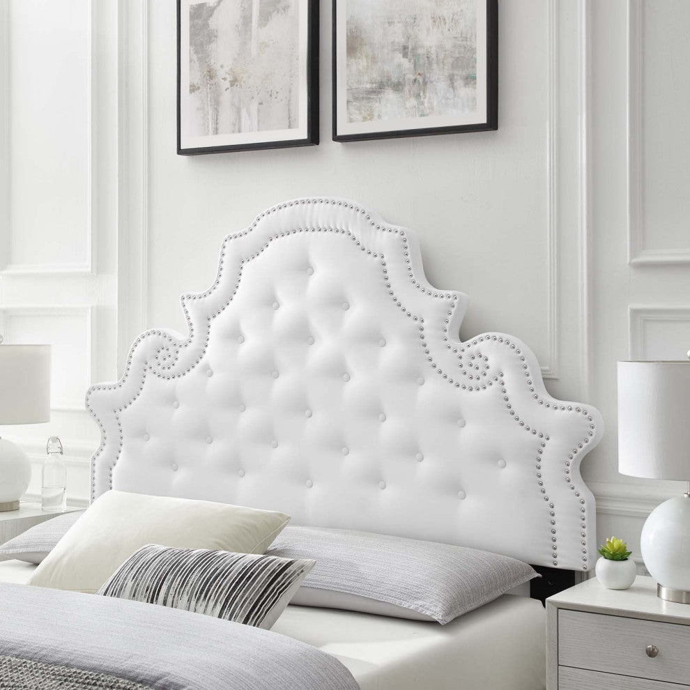 Diana Tufted Performance Velvet Twin Headboard White