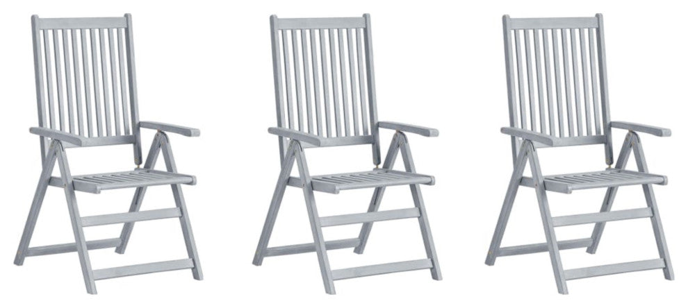 Vidaxl Garden Reclining Chairs 3-Piece Set With Cushions Solid Acacia Wood