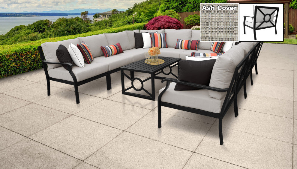 kathy ireland Madison Ave. 11 Piece Aluminum Patio Furniture Set 11a, Truffle