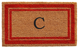 Red Border 24"x36" Monogram Doormat, Letter C