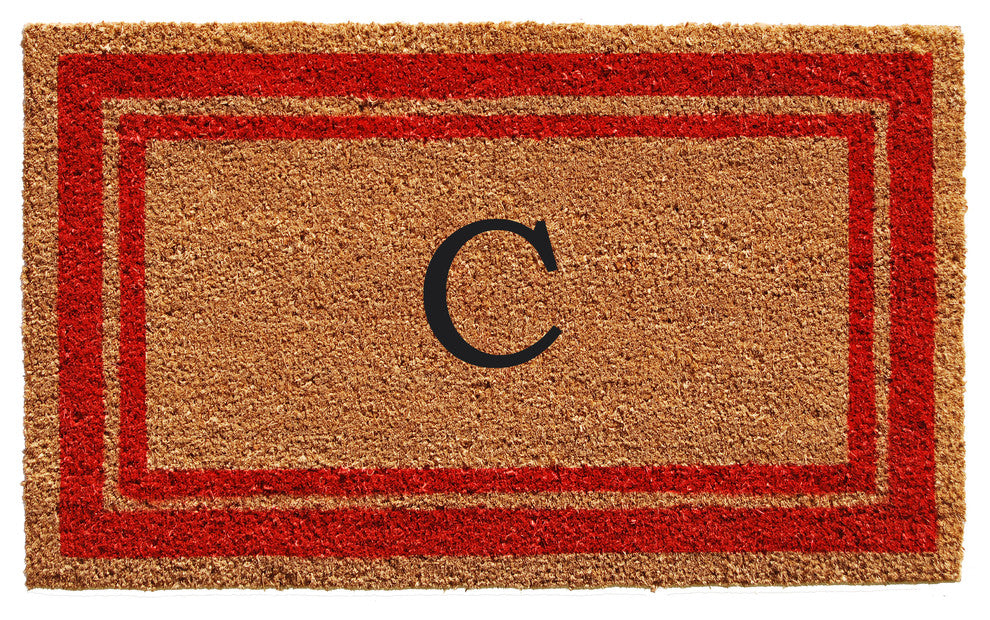 Red Border 24"x36" Monogram Doormat, Letter C