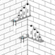 TileWare Boundless L-Shaped Corner Shelf Bone Shower Bathroom, Polished Chrome Hook