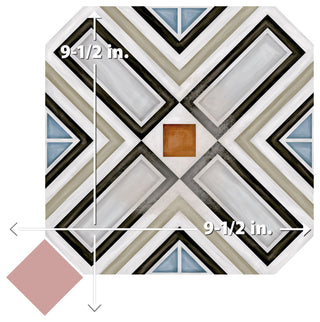 Vaudeville Octagon Deco Ritter, Taco Pink Porcelain Floor/Wall Tile