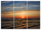 "Red Sunset With Dark Ocean Waves" Metal Wall Art, 3 Panels, 36"x28"