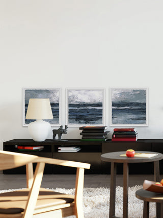 Dark Vast Ocean Triptych, 54"x18"