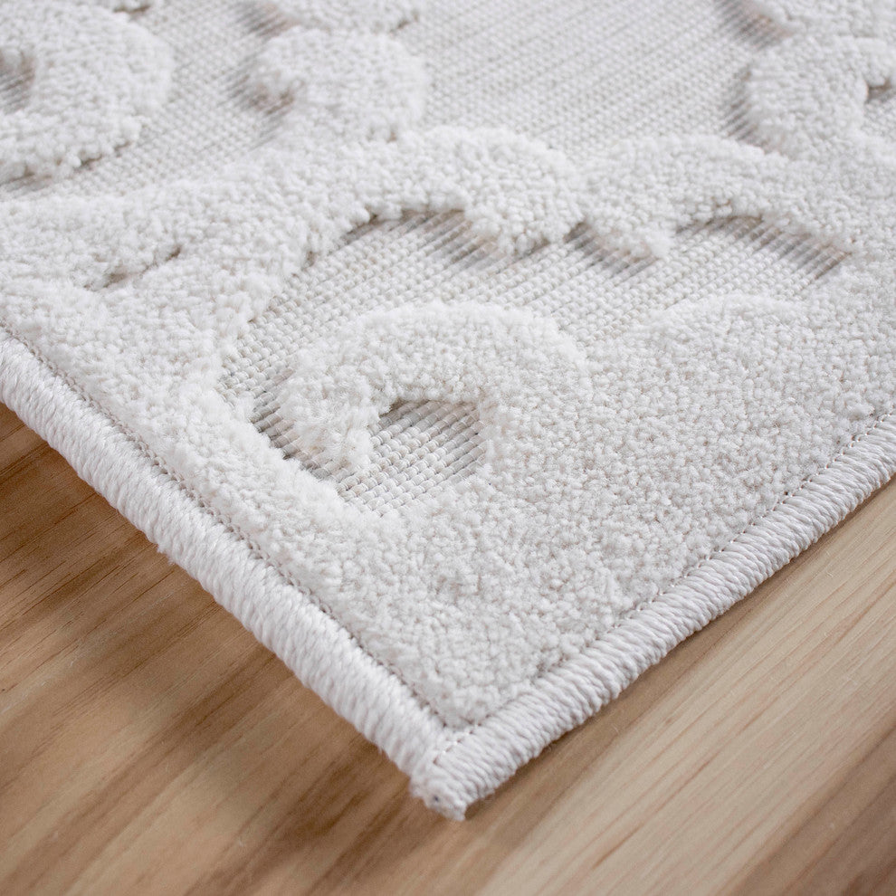 Orian Boucle Indoor/Outdoor Seaborn High-Low Area Rug, Ivory, 5'2"x7'6"