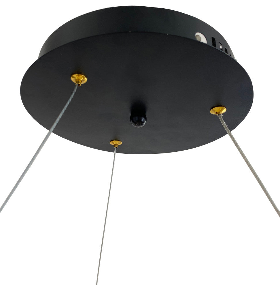 Yatziri 45-Watt Integrated LED Black Circular Pendant, 32"