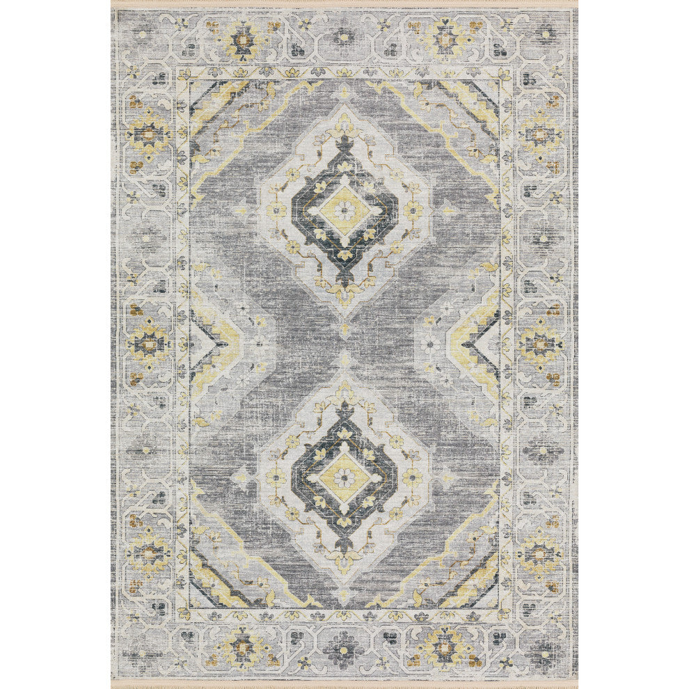 Indoor/Outdoor Marbella MB1 Grey Machine Washable 9' x 12' Rug