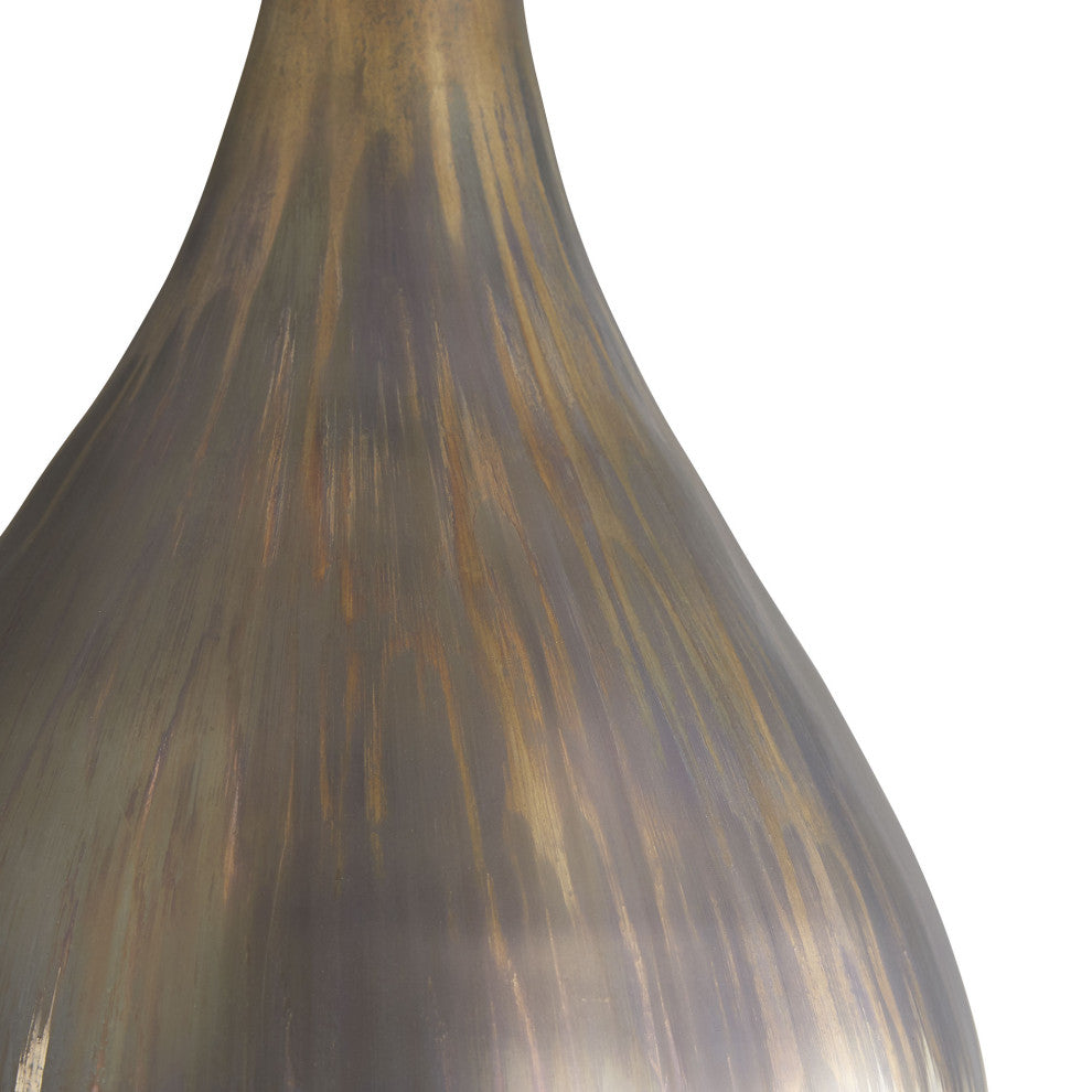 Romy Lamp, Satin Silvered Bronze, Gray Morn Linen, 32"