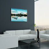 Quiet Waters Lakeside Landscape Wall Art Tempered Glass Contemporary Artwork