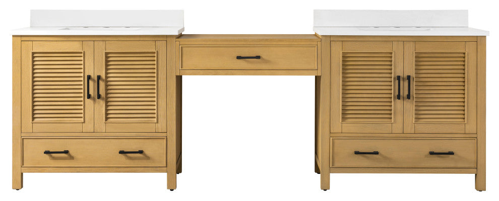 Estate Double Sink Bathroom Vanity Modular Set, Oak, 102", Double Sink