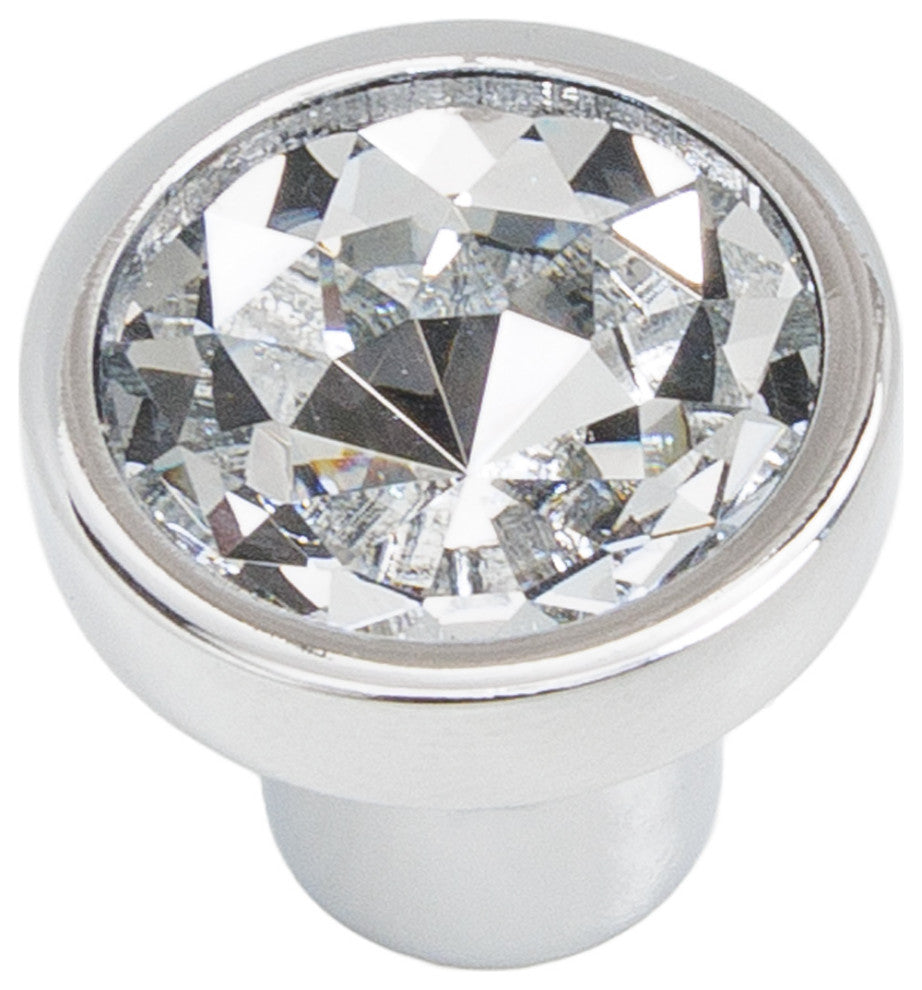 MAHD Swank Small Round Crystal Knob Set of 2 Chrome