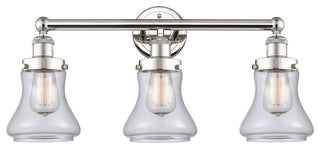Edison Bellmont 3-Light 25" Bath Vanity Light, Polished Nickel, Clear Shade