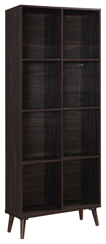 GDF Studio Eloise Mid Century Finished Faux Wood Bookcase, Wenge