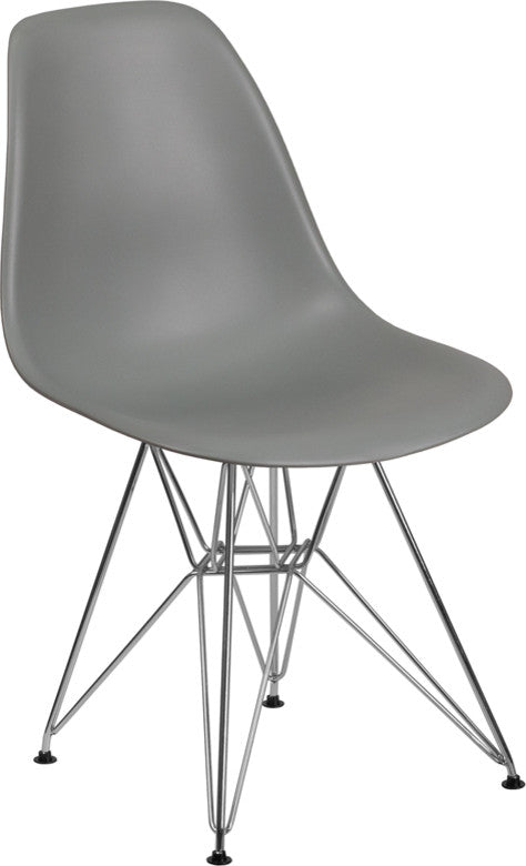 Elon Series Plastic Chair, Chrome Base, Gray