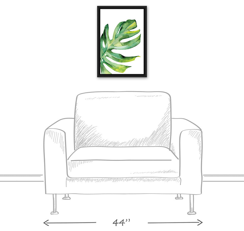 Palm Leaf 12x18 Black Floating Framed Canvas