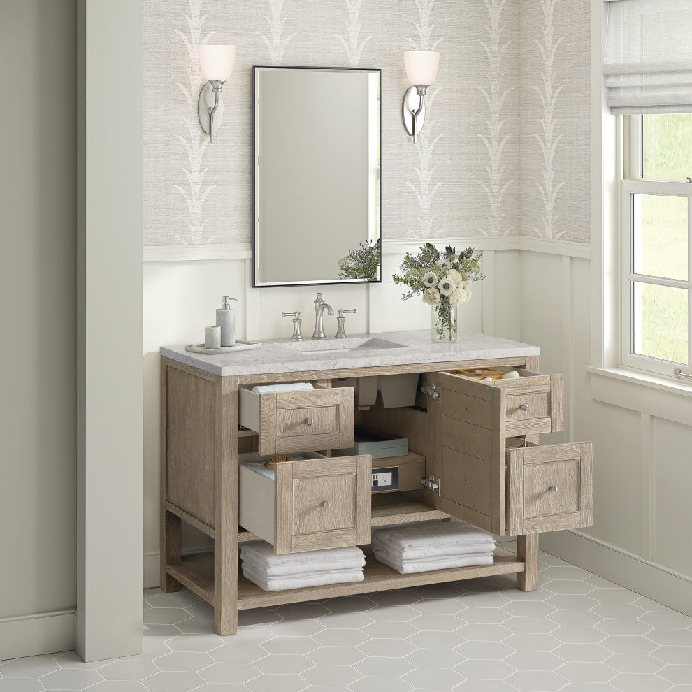 Breckenridge 48" Single Vanity, Oak, 3 CM Eternal Jasmine Pearl Top