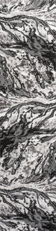 Swirl Marbled Abstract Area Rug, Black/Ivory, 2 X 8