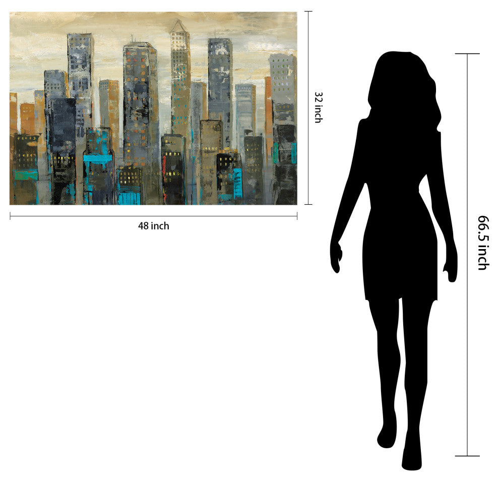 "Urban Lights" Glass Wall Art Frameless Free Floating Tempered Glass Print