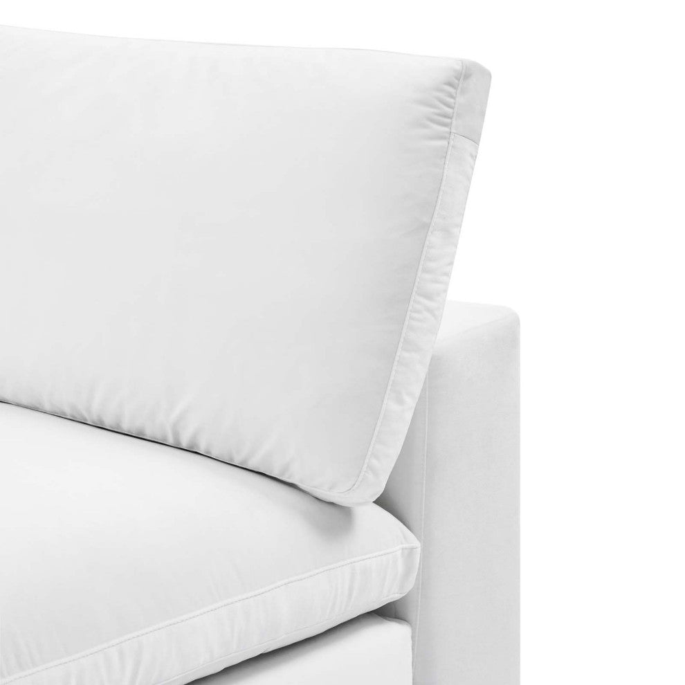 Sofa Middle Chair, Velvet, White, Modern, Living Lounge Hotel Lobby Hospitality