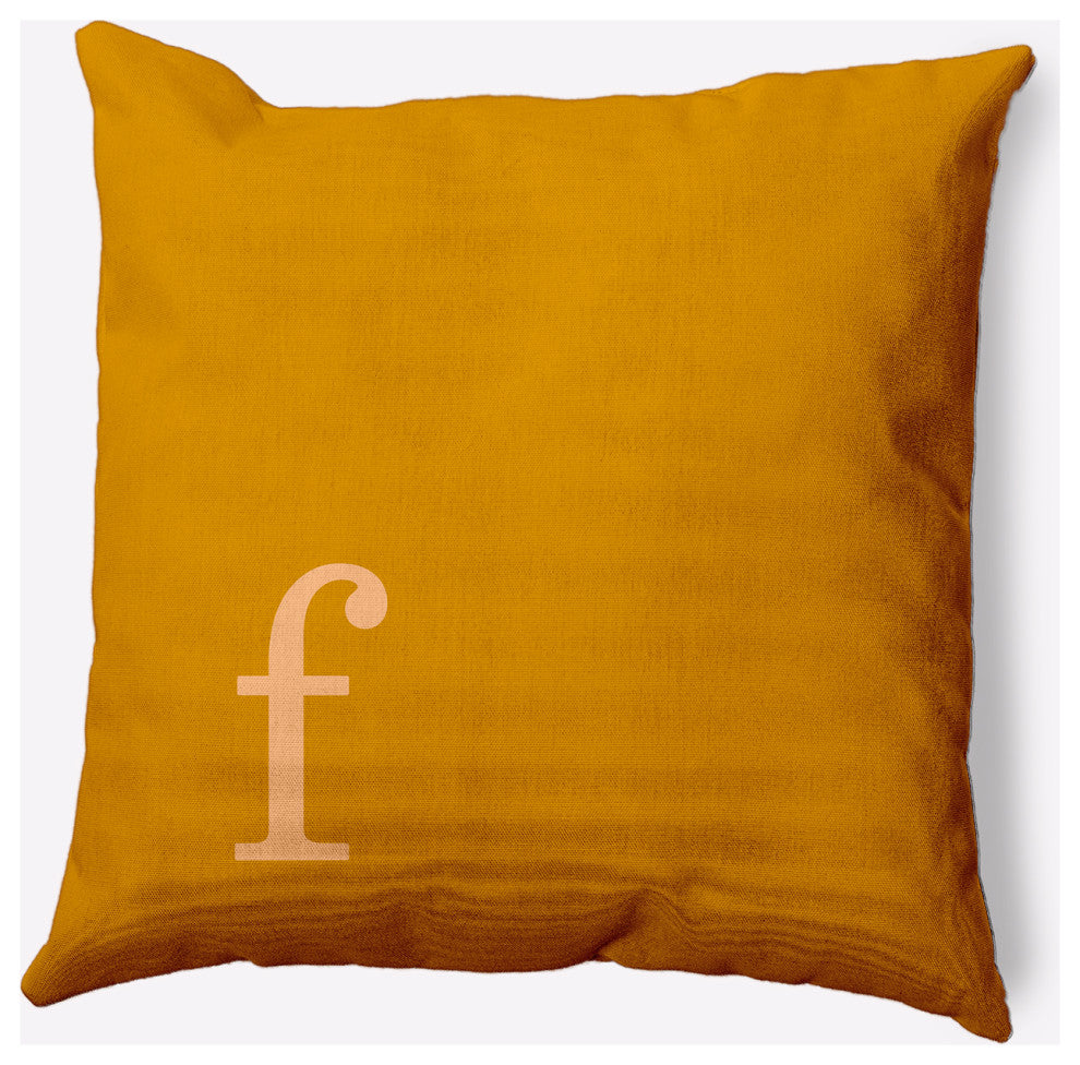 18" x 18" Modern Monogram Indoor/Outdoor Polyester Throw Pillow, Autumn Gold