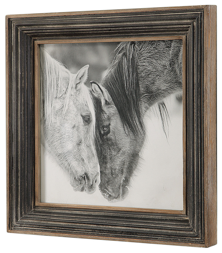 Custom Black And White Horses Print