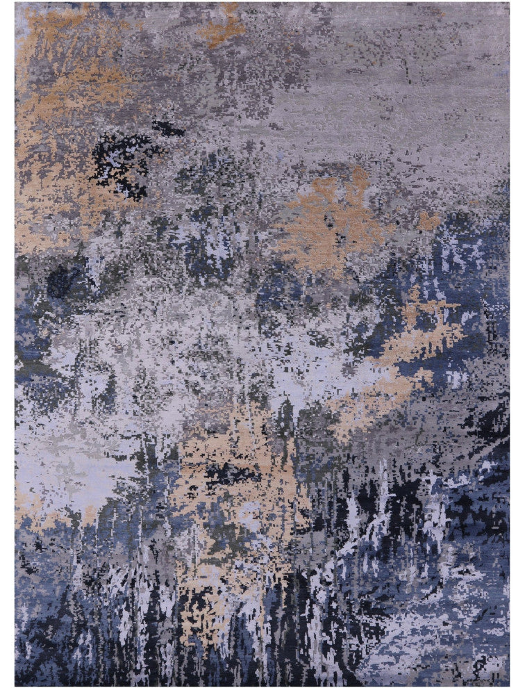 10' 0" X 14' 0" Abstract Wool & Silk Handmade Rug - Q14862