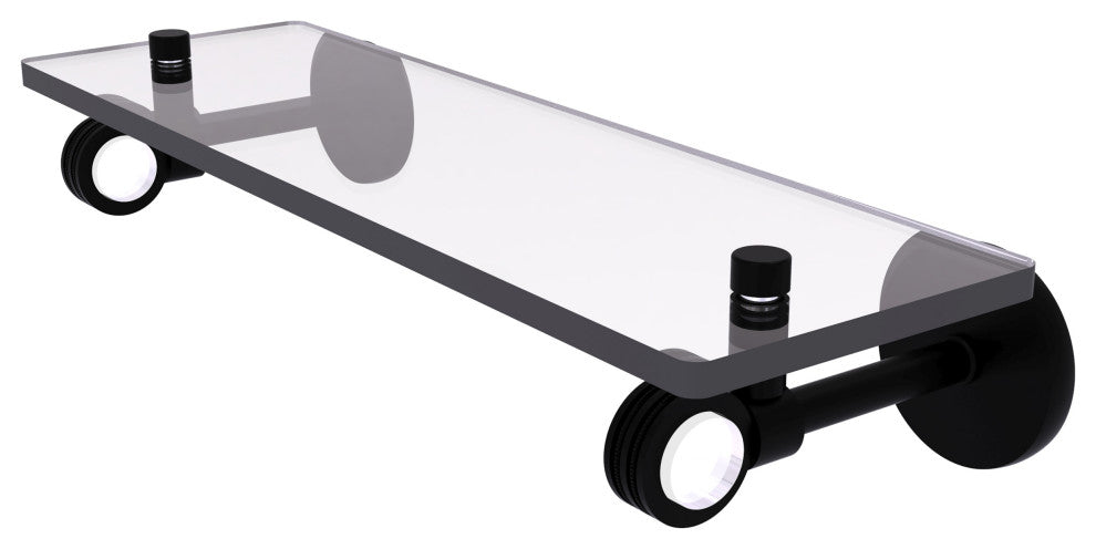Clearview 16" Glass Shelf with Dotted Accents, Matte Black