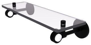 Clearview 16" Glass Shelf with Dotted Accents, Matte Black