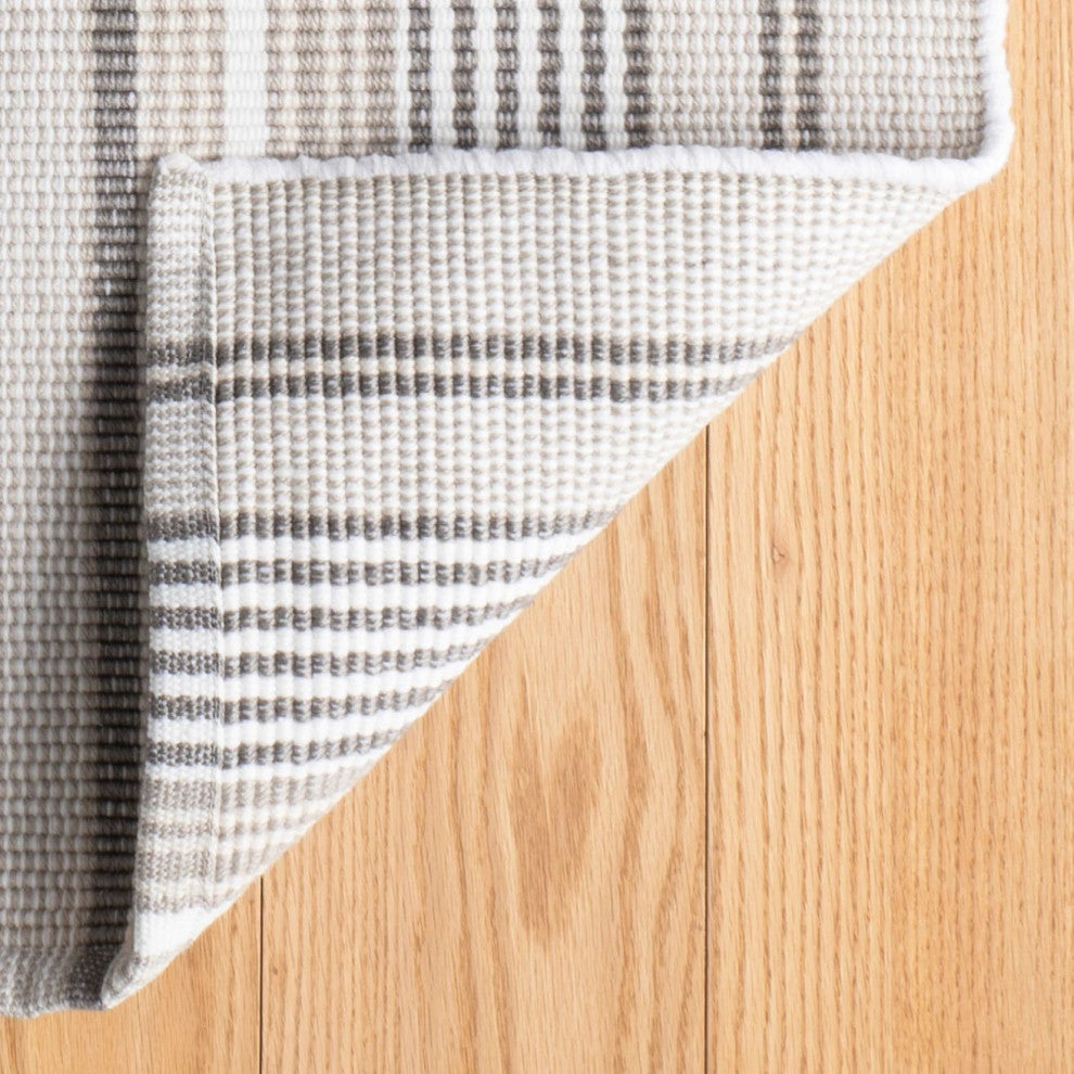 Dash & Albert Gradation Ticking Handwoven Indoor/Outdoor Rug, Grey, 2'6" x 8'