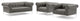 Idyll Tufted Upholstered Leather 3 Piece Set - Gray