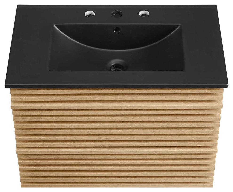 Render 30" Wall-Mount Bathroom Vanity, Oak Black