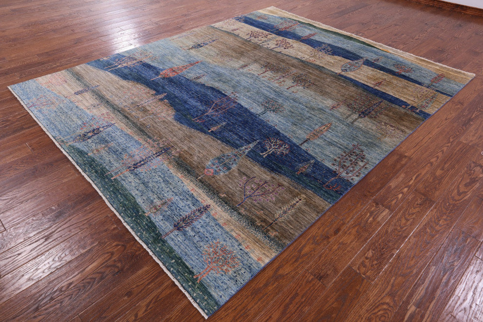 8' 1" X 10' 0" Tribal Persian Gabbeh Handmade Wool Rug Q9718