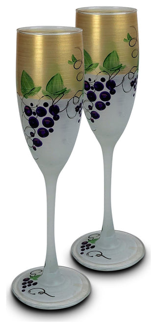Grapes 'n Vines Champagne Glasses, Set of 2