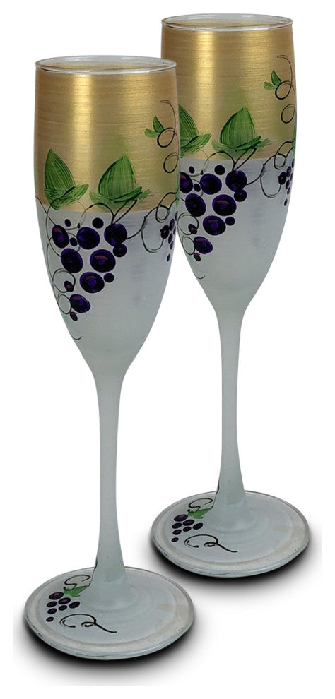 Grapes 'n Vines Champagne Glasses, Set of 2
