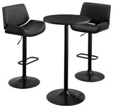 Set of 3 Pub Table Set, 1 Tabel and 2 Stools, Black